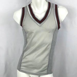 Pistol Pete | Mens Medium Gray/Red Mesh Tank Top